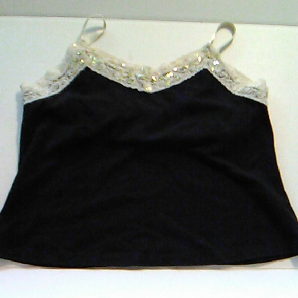 Tops - Black sequins lace 3x tank top